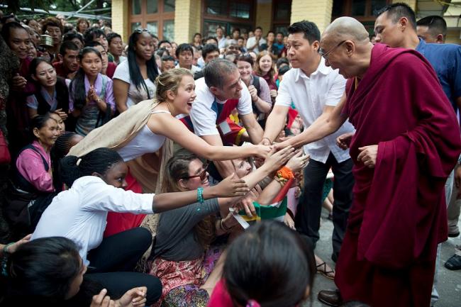 Images made at the main temple in Dharamsala during celebrations in honor of the 77th birthday of His Holiness the Dalai Lama this 6 July 2012
